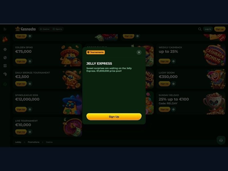 Prime esplorazioni del catalogo dopo la registrazione su Casinacho Casino per l'Italia